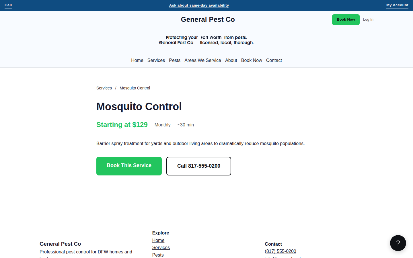General Pest Co desktop feature